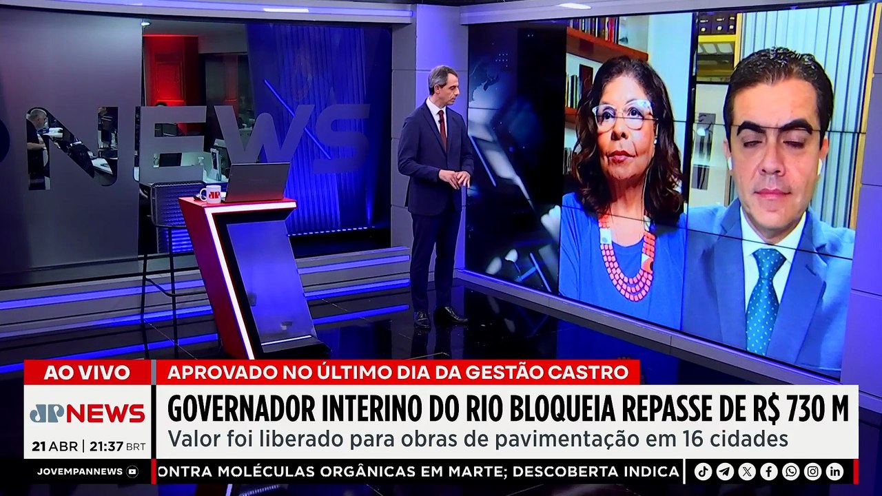 Governador interino do RJ bloqueia R$ 730 milhões aprovados no fim da gestão Castro