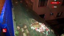 İstanbul'da yağmur sebebiyle çöken kaldırıma belediye müdahale etmedi