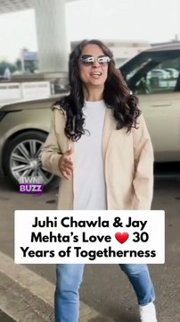 Bollywood actress Juhi Chawla and husband Jay Mehta spotted at Mumbai airport