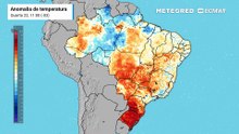 Quarta-feira, 22 de abril: previsão de anomalia de temperatura