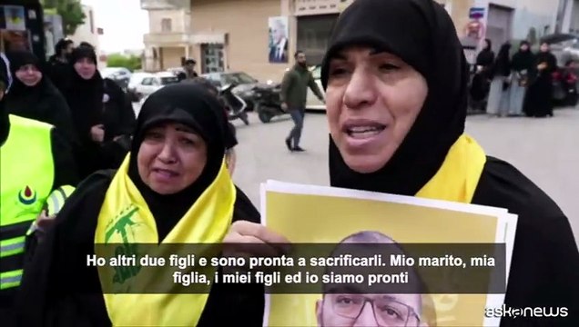 Funerale di massa delle vittime Hezbollah nel sud del Libano