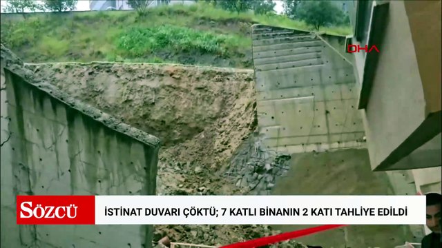 İstinat duvarı çöktü; 7 katlı binanın 2 katı tahliye edildi