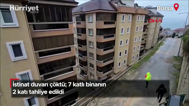 İstinat duvarı çöktü; 7 katlı binanın 2 katı tahliye edildi