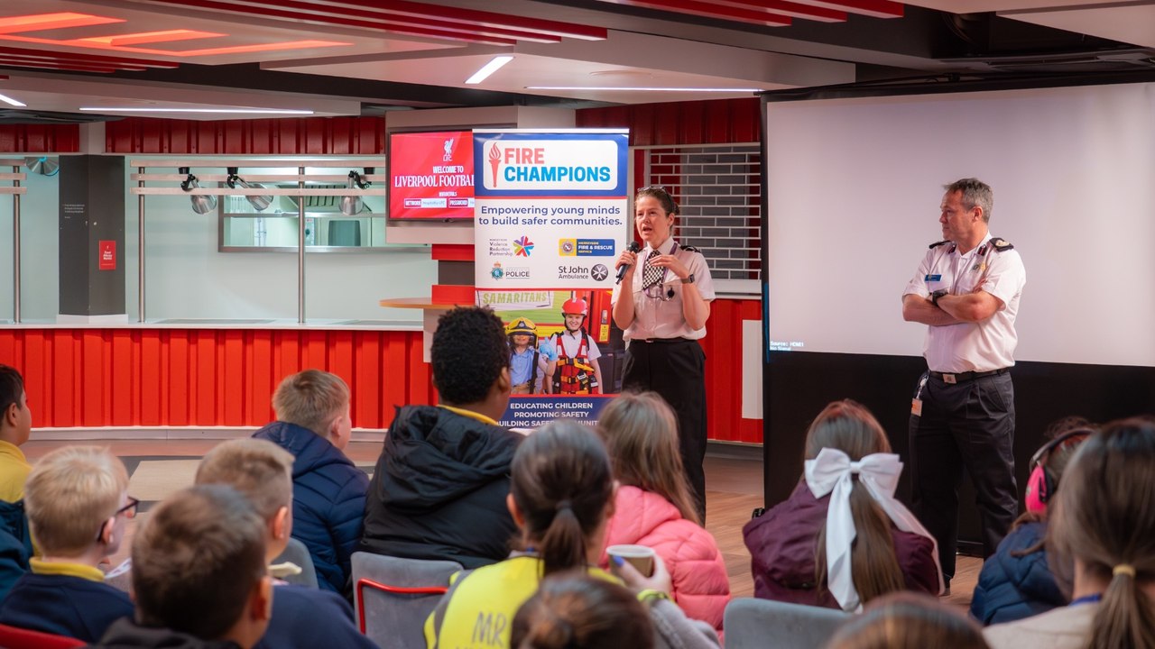 Schoolchildren graduate as Fire Champions at Anfield Stadium