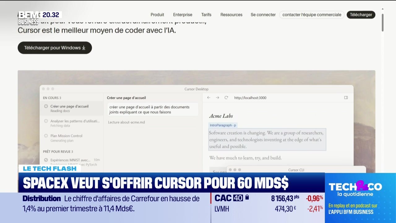 Le Tech Flash : SpaceX veut s'offrir Cursor pour 60 milliards de dollars, par Léa Benaim - 22/04