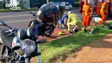 Motociclista sofreu fratura exposta após bater na traseira de trator no Brasmadeira