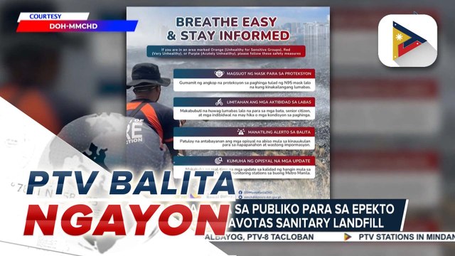 DOH-NCR, may paalala sa publiko para sa epekto ng nasusunog na Navotas Sanitary Landfill
