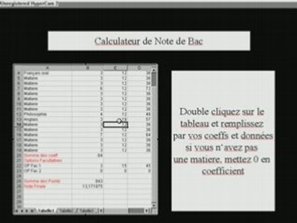 Calculer ma note de bac