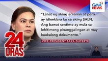 Depensa ng VP kaugnay ng SALN at AMLC-confirmed bank transactions | 24 Oras