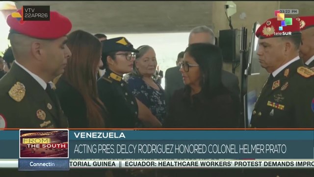 Acting pres. Delcy Rodriguez honored Colonel Helmer Prato