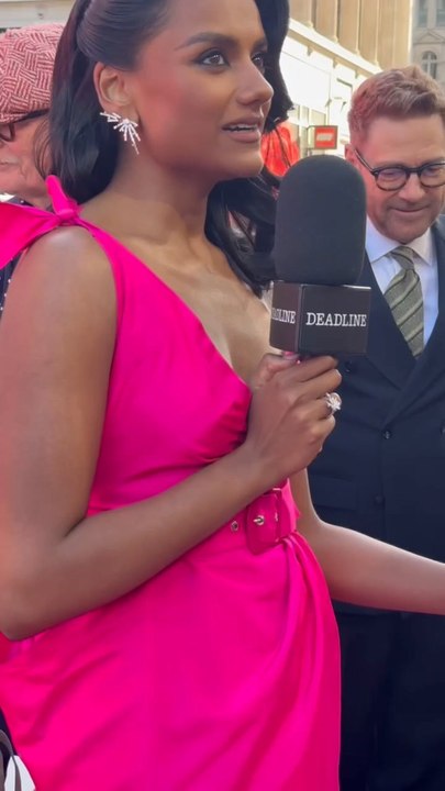 Simone Ashley Owns the Red Carpet in Pink