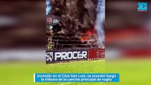 Incendio en el Club San Luis, se prendió fuego la tribuna de la cancha principal de rugby