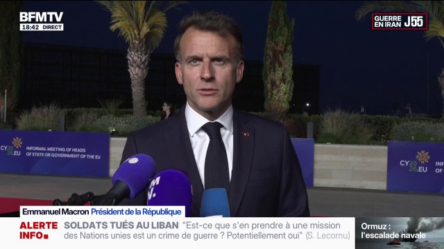La réouverture du détroit d'Ormuz doit se faire en bon ordre, pas par des blocus ciblés ou autre : Emmanuel Macron arrive au Conseil européen informel à Chypre