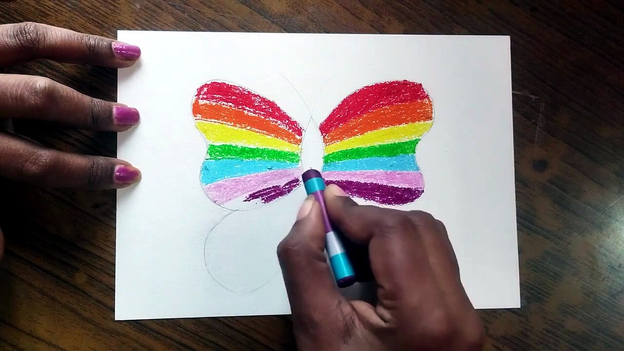 How to Draw Butterfly Rainbow Drawing Kids _ Coloring page _ Toddlers @DailyArtsByRahul