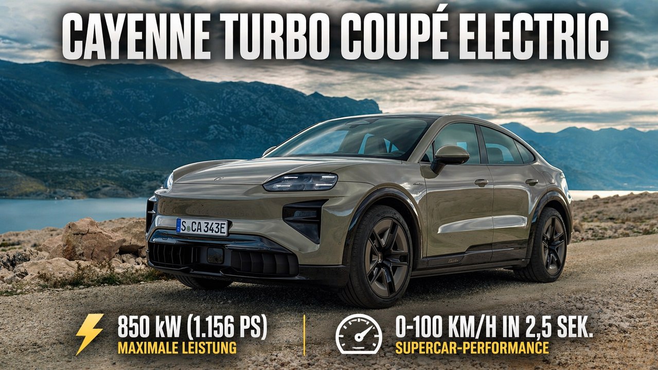 Porsche Cayenne Turbo Coupé Electric in Monteverde Metallic