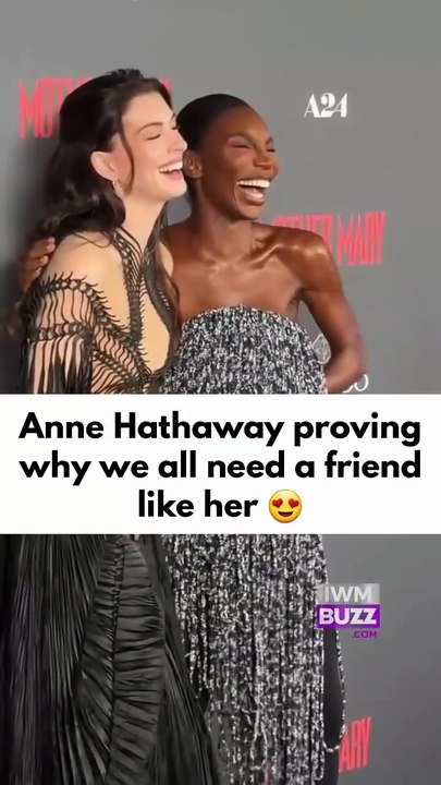 The way Anne Hathaway helps Michaela Coel with her dress is everything at the Mother Mary movie event