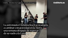 La astronauta Christina Koch se readapta a caminar con gravedad en la Tierra, una semana después de regresar de su vuelo a la Luna.