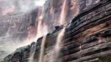 Waterfalls at the Grand Canyon caused by heavy rain