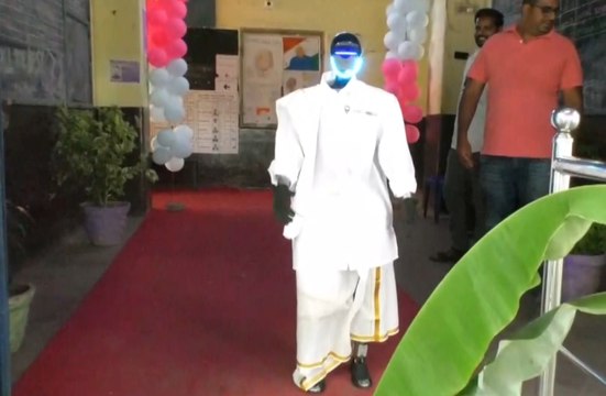 Robot Welcomes Voters at Tamil Nadu Polling Booth in Vellore