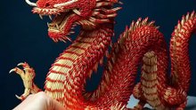 Chinese Dragon Matchstick Statue