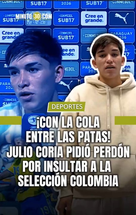 El jugador de la Sub-17, Julio Coria, se retractó tras sus polémicas declaraciones luego de perder la final del Sudamericano.