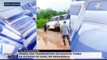 VIA INTRAFEGÁVEL - ONIBUS ESCOLAR TOMBA EM ESTRADA NO AURÁ