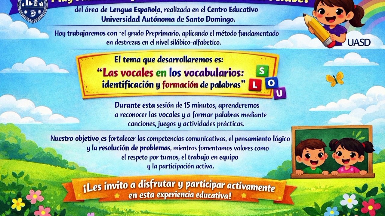 Microclase: Las vocales en los vocabularios – Preprimario UASD.