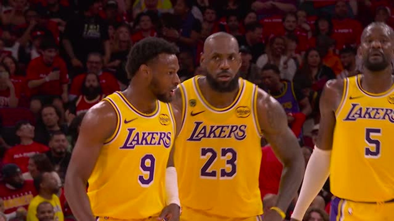 LeBron throws alley-oop to Bronny for first father-to-son assist in NBA playoff history