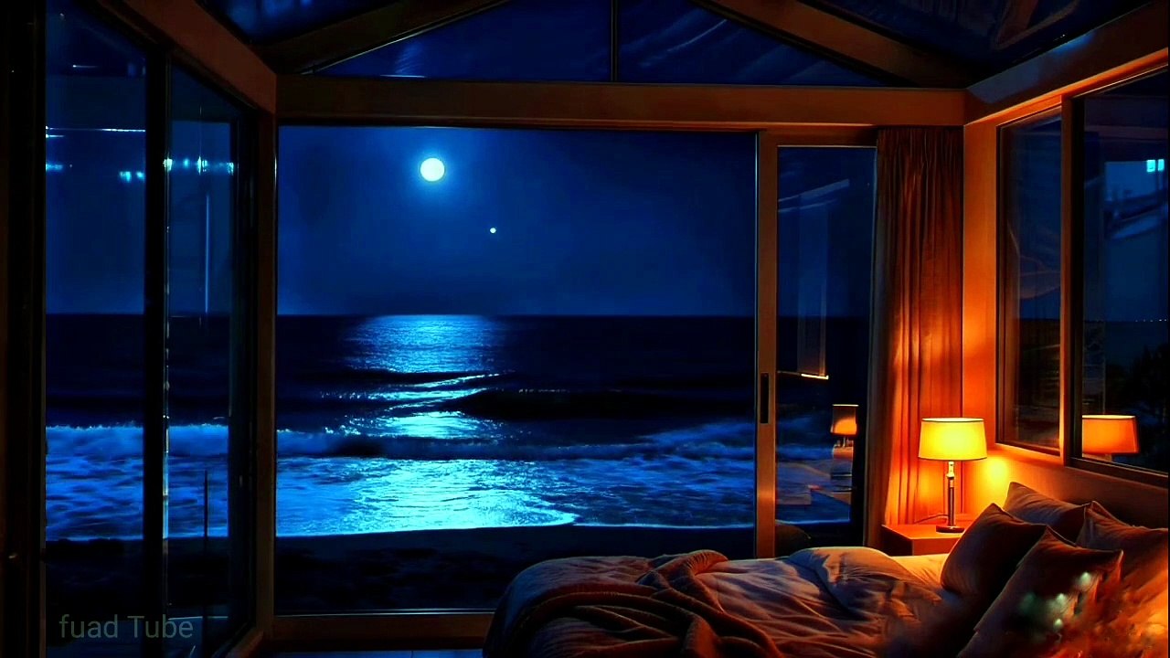 Deep Sleep Ocean Ambience 🌙 | Glass Room by the Sea POV Experience