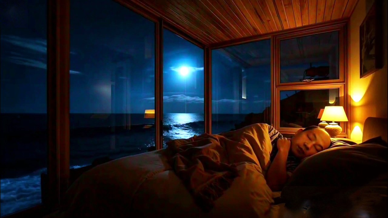 Luxury Seaside Glass Room 🌊 | Soothing Waves Of The Ocean Sounds ASMR for Deep Relaxation
