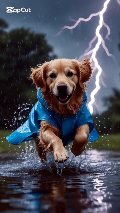 Golden Retriever’s Rainy Day Rave 🐶🌧️  Happy Dog Vibes