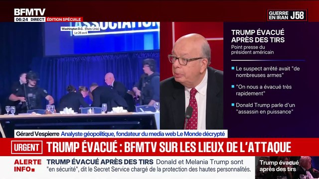 Tirs au dîner avec Donald Trump - Dérapage sur BFM TV quand un spécialiste explique que les attaques pourraient avoir été organisées par le Président pour le servir politiquement et pour sa communication