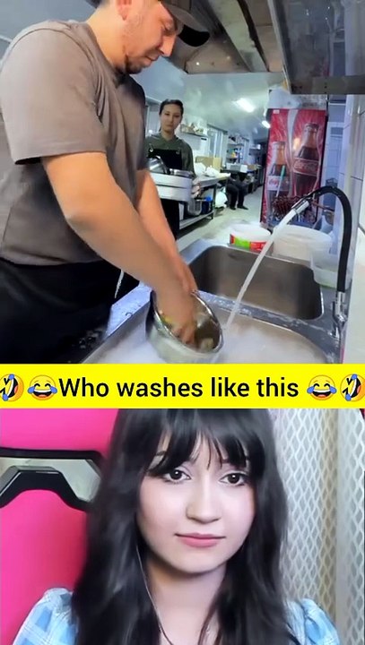 Who washes like this 😂🤣 reaction girl Nisha