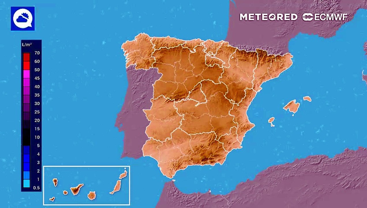 Precipitación acumulada prevista por el modelo europeo para los próximos días