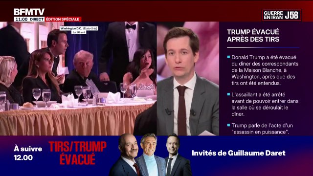 Tirs au dîner des correspondants de la Maison Blanche: Emmanuel Macron dénonce une attaque inacceptable et adresse son soutien à Donald Trump