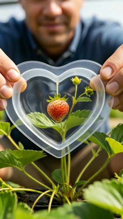 Heart-Shaped Strawberry Growing Mold Process 🍓❤️