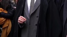 Hudson Williams in an Armani Suit Walking on the Streets of Milan
