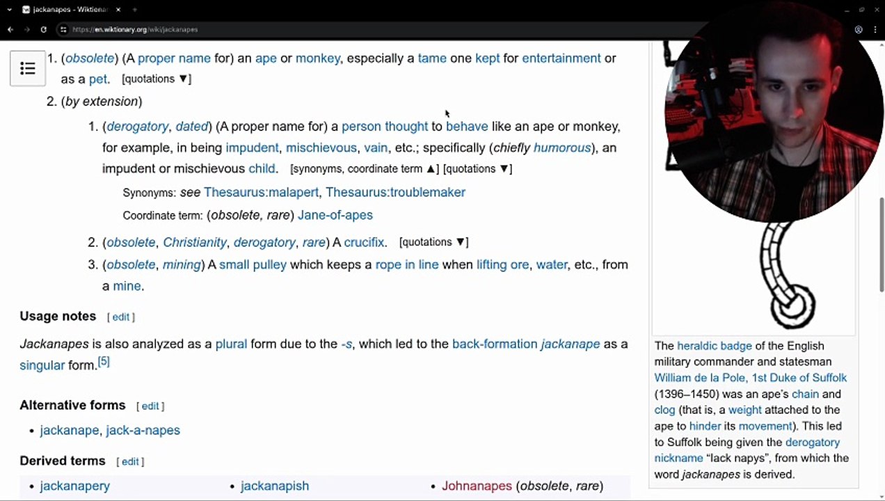 J: Jackanapes | Part of Speech: Noun | Language: English | Starring: MorMurdoch