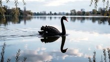 Black Swan Mirror Reflection Scene