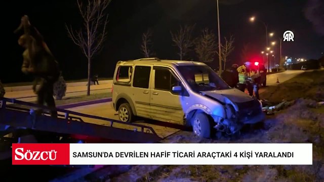 Samsun'da devrilen hafif ticari araçtaki 4 kişi yaralandı