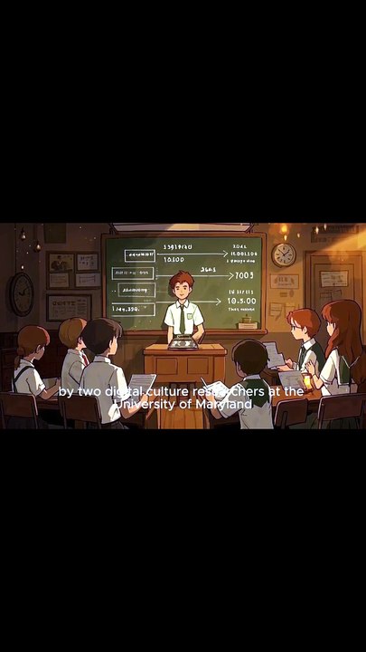 Students Engaged with Mobile Phones in Animated Classroom Scene _✨