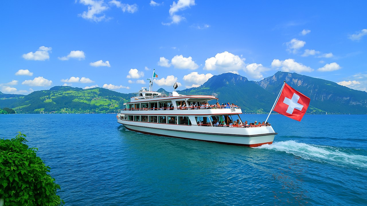 Spiez Switzerland Lakeside Town and Vineyard Views 4K 60fps