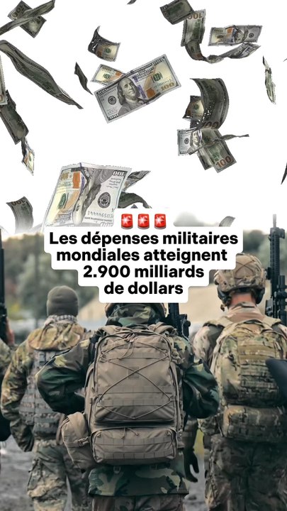 🚨 Les dépenses militaires mondiales atteignent 2900 milliards de dollarsSource : Sipri