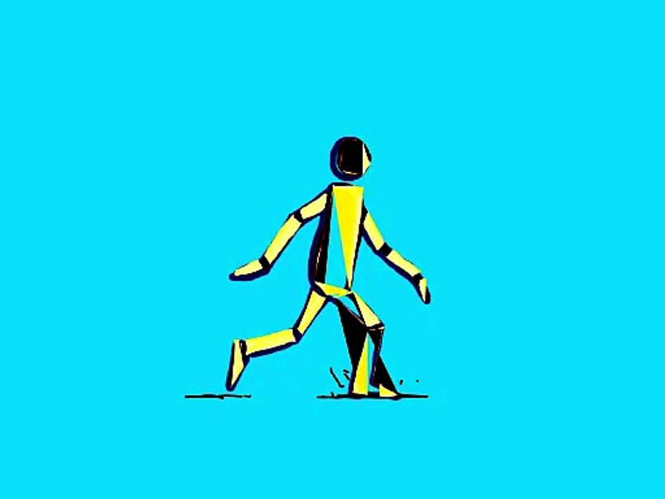 Animation numérique d’une figure humaine abstraite en marche