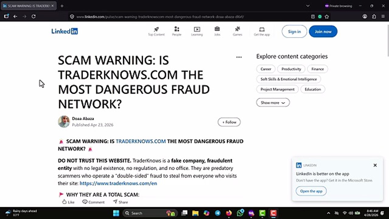 TRADERKNOWS.COM SCAM-CAN YOU REALLY TRUST THIS PLATFORM?