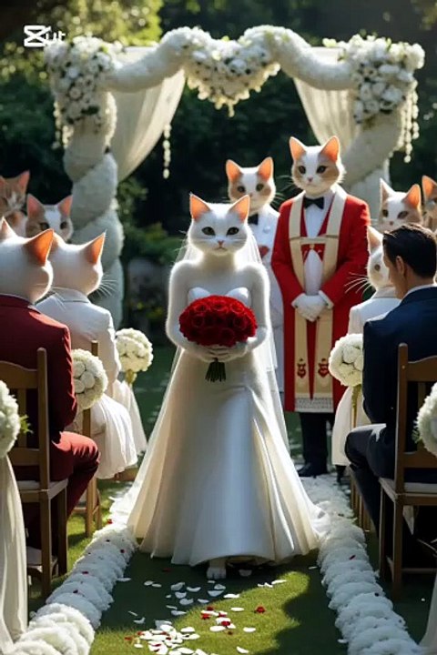 Romantic Cat Wedding in a Flower-Filled Garden 😻🌹💍  Animated Love Story