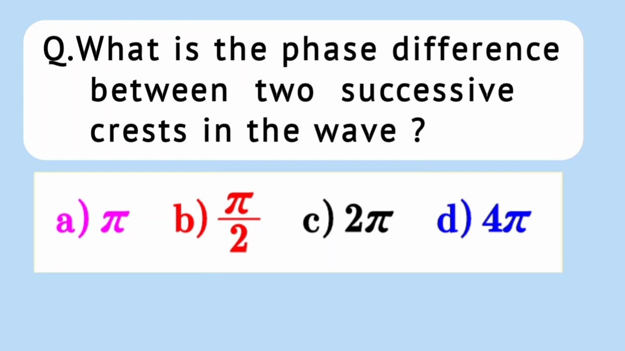 What is the phase difference between two successive crests in the wave ?