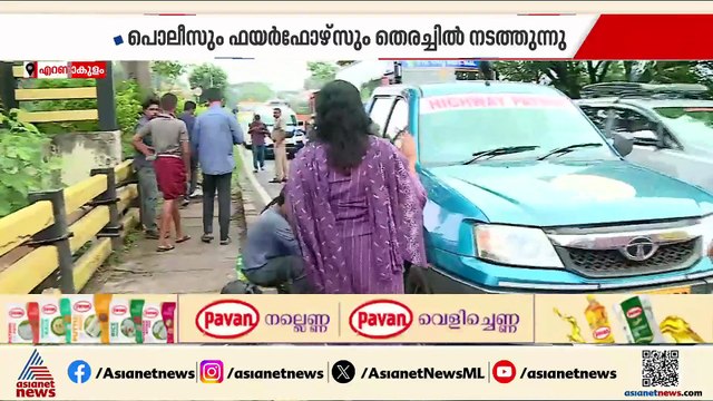 തൈക്കുടത്ത് കണ്ടെയ്നർ ലോറി മറിഞ്ഞു; പാലത്തിന്റെ കൈവരികൾ തകർന്നു
