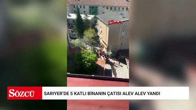 Sarıyer’de 5 katlı binanın çatısı alev alev yandı; mahallede panik yaşandı