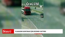 Hatay'da plakasını kapatmak için düzenek yaptıran TIR sürücüsüne 140 bin lira ceza kesildi